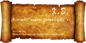 Kormányos Domicián névjegykártya